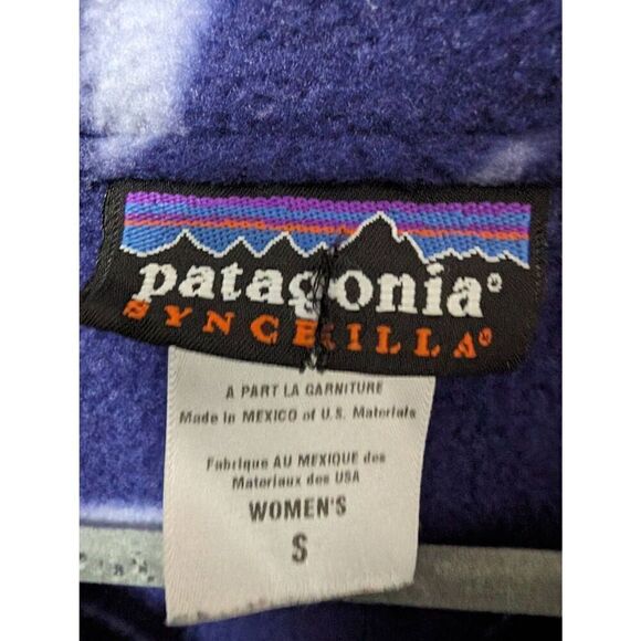 Patagonia Purple and White Synchilla Pullover 1/4 ZIP Fleece Jacket Front Pocket - Picture 3 of 6